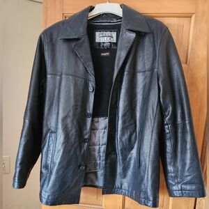 Wilsons Leather Pelle Studio Vintage Black Leather Jacket - Size M